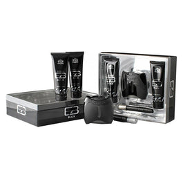 New Brand Extasia Black zestaw woda toaletowa spray 100ml + balsam po goleniu 130ml + żel pod prysznic 130ml + woda toaletowa spray 15ml