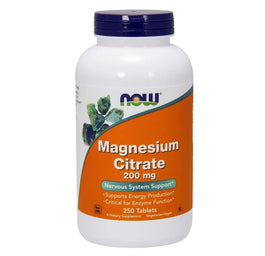 Now Foods Magnesium Citrate 200mg suplement diety 250 tabletek