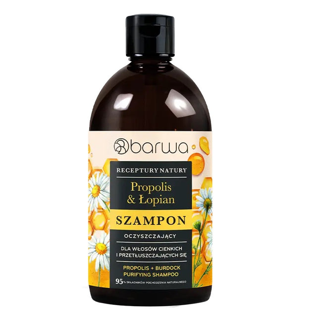 Barwa Receptury Natury oczyszczający szampon do włosów Propolis + Łopian 380ml