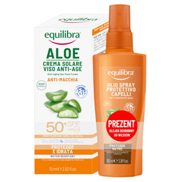 Equilibra Aloe Sun zestaw krem do twarzy SPF50 75ml + olejek do włosów 100ml