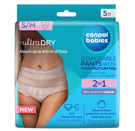 Canpol Babies Oddychające jednorazowe majtki poporodowe 2w1 z podkładem S/M 5szt