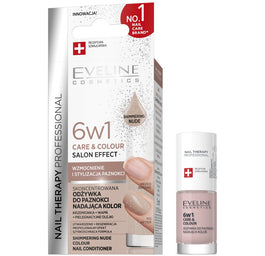 Eveline Cosmetics Nail Therapy Professional 6w1 Care & Colour skoncentrowana odżywka do paznokci nadająca kolor Shimmering Nude 5ml