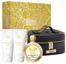Versace Eros Pour Femme zestaw woda toaletowa spray 100ml + balsam do ciała 100ml + żel pod prysznic 100ml + kosmetyczka