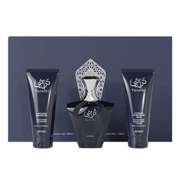 Afnan Turathi Blue Pour Homme zestaw woda perfumowana spray 90ml + żel pod prysznic 100ml + balsam po goleniu 100ml