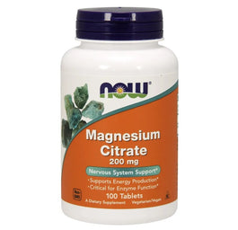 Now Foods Magnesium Citrate 200mg suplement diety 100 tabletek
