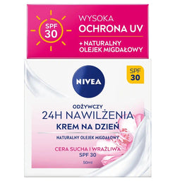Nivea 24H Nawilżenia odżywczy krem na dzień cera sucha i wrażliwa SPF30 50ml