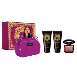 Versace Crystal Noir zestaw woda toaletowa spray 90ml + balsam do ciała 100ml + żel pod prysznic 100ml + torba kosmetyczna