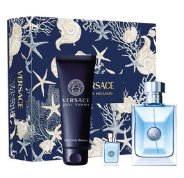 Versace Pour Homme zestaw woda toaletowa spray 100ml + woda toaletowa 5ml + żel pod prysznic 150ml
