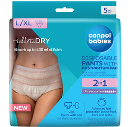 Canpol Babies Oddychające jednorazowe majtki poporodowe 2w1 z podkładem L/XL 5szt