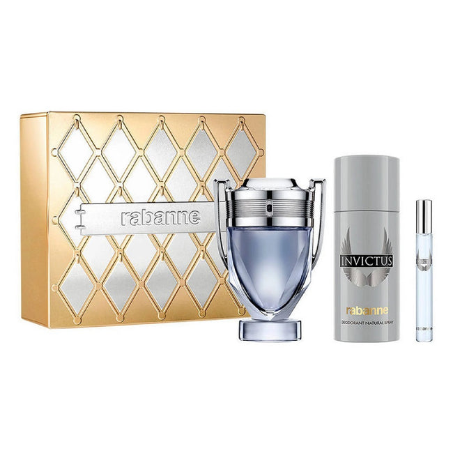 Paco Rabanne Invictus zestaw woda toaletowa spray 100ml + woda toaletowa spray 10ml + dezodorant spray 150ml
