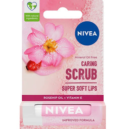 Nivea Caring Scrub pielęgnujący peeling do ust Dzika Róża 4.8g