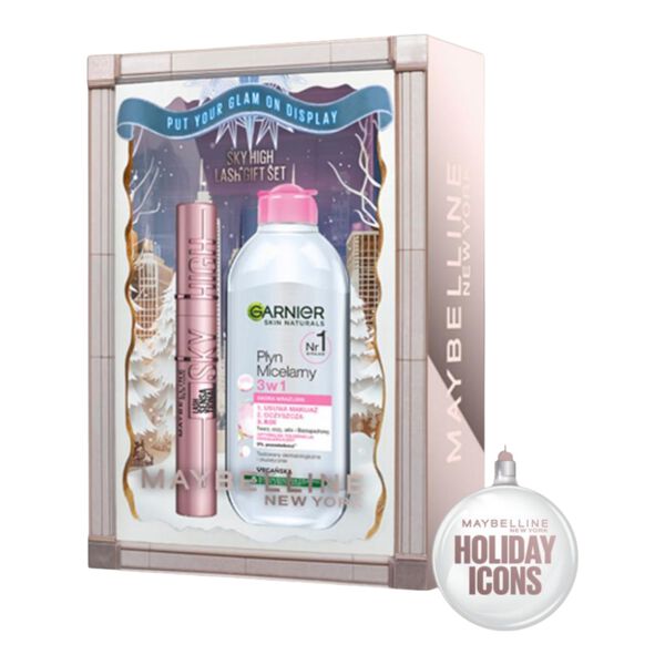 Maybelline Zestaw Lash Sensational Sky High wydłużający tusz do rzęs Black 7.2ml + Garnier płyn micelarny 3w1 400ml