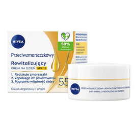 Nivea Przeciwzmarszczkowy + Rewitalizujący krem na dzień SPF15 55+ 50ml