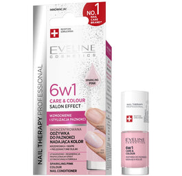 Eveline Cosmetics Nail Therapy Professional 6w1 Care & Colour skoncentrowana odżywka do paznokci nadająca kolor Sparkling Pink 5ml