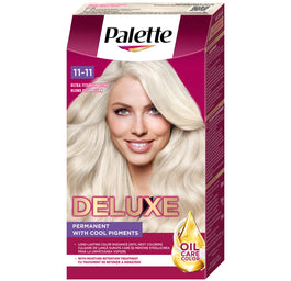 Palette Deluxe Oil-Care Color farba do włosów trwale koloryzująca z mikroolejkami 11-11 Ultra Tytanowy Blond