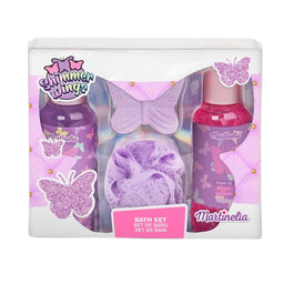 Martinelia Shimmer Wings Bath Set zestaw żel pod prysznic 100ml + błyszczący żel do ciała 100ml + musująca kula do kąpieli 30g + myjka 1szt