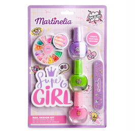 Martinelia Super Girl zestaw lakier do paznokci 4ml 3szt + zestaw ozdób do paznokci 1szt + pilnik 1szt + patyczek do paznokci 1szt