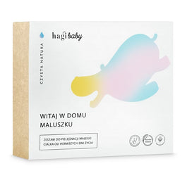 Hagi Baby Witaj w Domu Maluszku zestaw krem pod pieluszkę 50ml + oliwka do ciała 150ml + krem do buzi i ciała 50ml + mydło 100g + żel do ciała i włosów 250ml