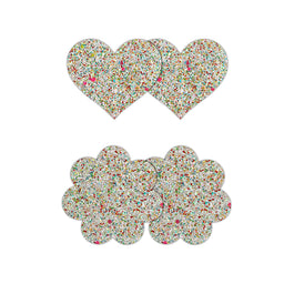 NS Novelties Pretty Pasties nakładki na biust Heart & Flower Glow 2 pary