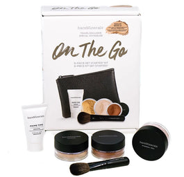 bareMinerals On The Go zestaw Prime Time Orginal Fundation Primer 15ml + Original Foundation 2g + Mineral Veil Finishing Powder 2g + Warmth All-Over Face Color 1.5g + Flawless Application Brush + Makeup Clutch