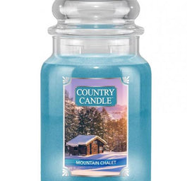 Country Candle Duża świeca zapachowa z dwoma knotami Mountain Chalet 680g