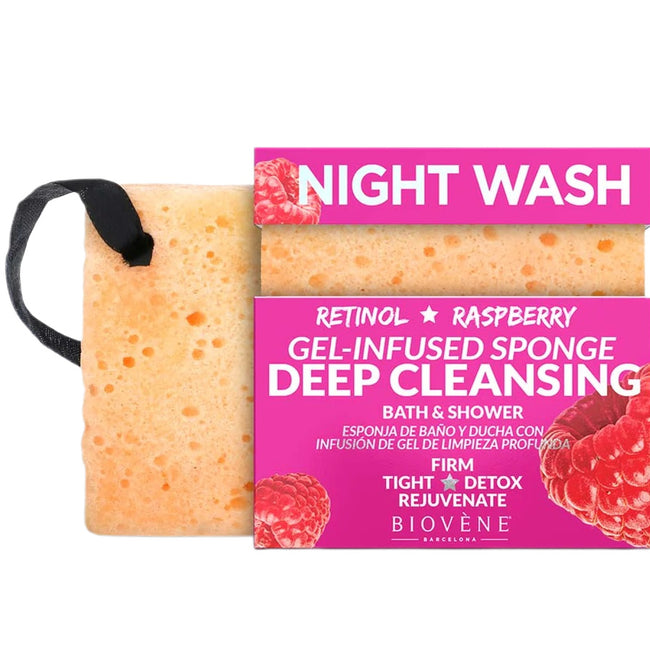 Biovene Night Wash głęboko oczyszczająca gąbka z retinolem i żelem malinowym 75g