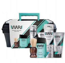 WARS Expert For Men Sensitive zestaw woda po goleniu 90ml + pianka do golenia 200ml + balsam po goleniu 125ml + pędzel do golenia