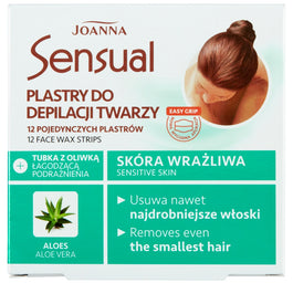 Joanna Sensual plastry do depilacji twarzy Aloes 12szt + tubka z oliwką łagodzącą 10ml