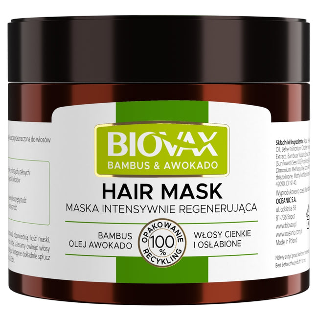 BIOVAX Bambus & Olej Avocado intensywnie regenerująca maska do włosów cienkich i osłabionych 250ml