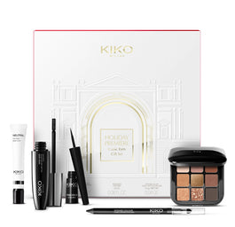 KIKO Milano Holiday Première Iconic Eyes Gift Set zestaw baza pod cienie 10ml + płynny eyeliner w kałamarzu 2.5ml + kredka do oczu 16 1.2g + paletka cieni do powiek 02 2.5g + tusz do rzęs 12ml