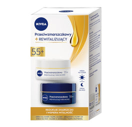 Nivea 2 Pack Przeciwzmarszczkowy+ Rewitalizujący krem na dzień i krem na noc 55+ 2x50ml