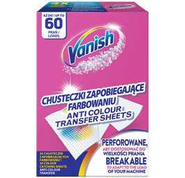 Vanish Color Protect chusteczki zapobiegające farbowaniu ubrań 60 prań (30 sztuk)