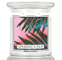 Kringle Candle Średnia świeca zapachowa z dwoma knotami Gingerlily & Palm 411g