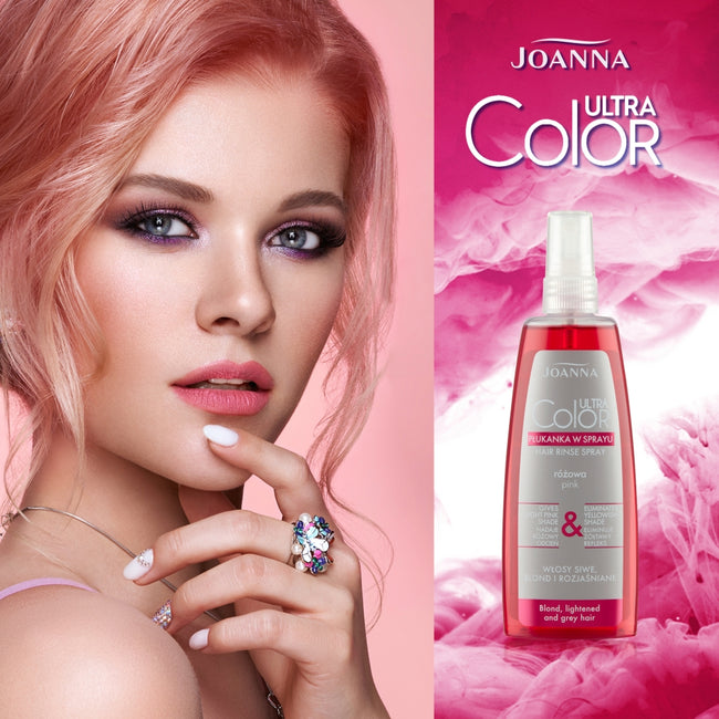 Joanna Ultra Color System płukanka w sprayu do włosów nadająca różowy odcień Różowa 150ml