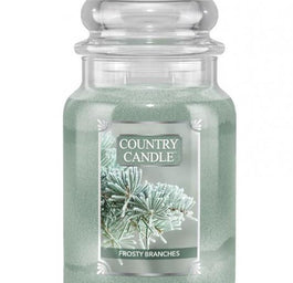 Country Candle Duża świeca zapachowa z dwoma knotami Frosty Branches 652g