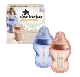 Tommee Tippee Closer To Nature butelka do karmienia ze smoczkiem silikonowym 3m+ Kindness 2x340ml