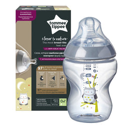 Tommee Tippee Closer To Nature butelka do karmienia ze smoczkiem silikonowym 0m+ Sowa 260ml