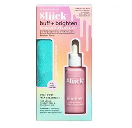 Sliick Buff + Brighten Ingrown Rescue Kit zestaw rękawica do peelingu ciała + serum do ciała po depilacji 30ml