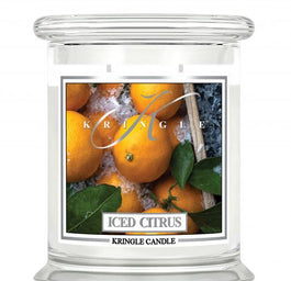Kringle Candle Średnia świeca zapachowa z dwoma knotami Iced Citrus 411g