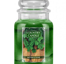 Country Candle Duża świeca zapachowa z dwoma knotami Balsam & Cedar 652g