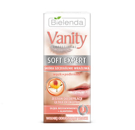 Bielenda Vanity Professional Soft Expert zestaw do depilacji twarzy ultra delikatny krem 15ml + kompres 10ml + szpatułka