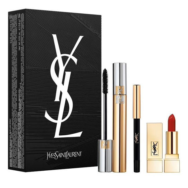 Yves Saint Laurent Make-up Set zestaw Volume Effet Faux Cils tusz do rzęs 01 High Density Black 7.5ml + Dessin du Regard kredka do oczu 01 Noir 0.5g + Rouge Pur Couture szminka do ust 1966 1.6g
