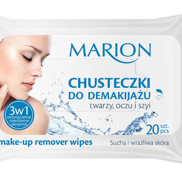 Marion Make-up Remover Wipes chusteczki do demakijażu twarzy oczu i szyi - sucha i wrażliwa skóra 20szt