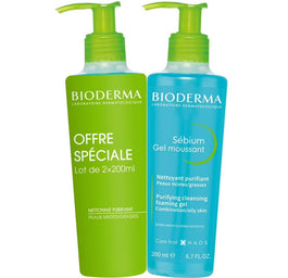 Bioderma Sebium Gel Moussant antybakteryjny żel do mycia twarzy do cery tłustej i mieszanej 2x200ml