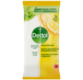 Dettol Power & Fresh chusteczki antybakteryjne do dezynfekcji i czyszczenia Cytryna 36szt