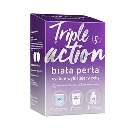 Biała Perła Zestaw Triple Action do wybielania zębów w domu wybielająca pasta do zębów 30ml + wybielający żel 50ml + płyn do płukania 100ml +  nakładki do formowania x3