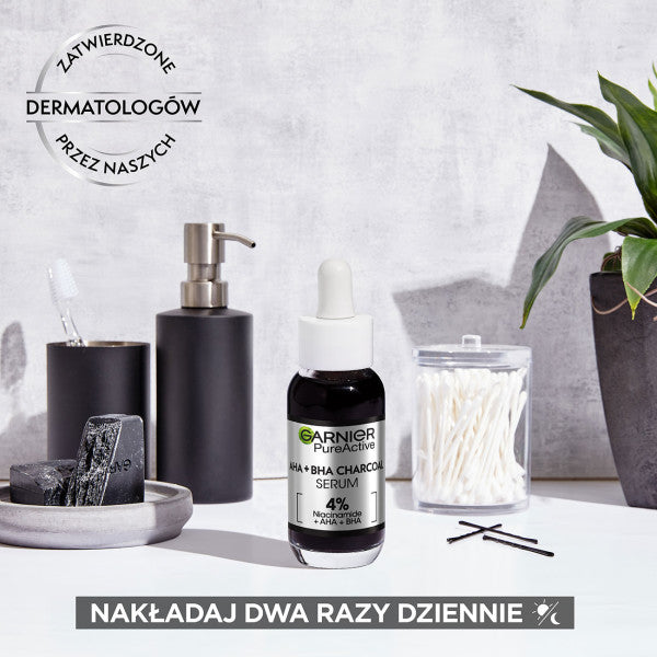 Garnier Pure Active serum przeciw niedoskonałościom AHA + BHA + Węgiel 30ml