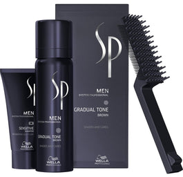 Wella Professionals SP Men Gradual Tone Brown zestaw do stopniowej eliminacji siwizny pianka pigmentująca 60ml + łagodny szampon 30ml + szczoteczka