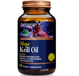 Doctor Life Mega Krill Oil Omega 3 EPA & DHA olej z kryla 600mg suplement diety 60 kapsułek