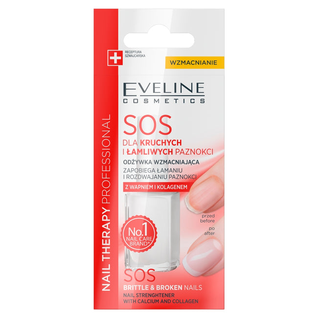 Eveline Cosmetics Nail Therapy Professional SOS odżywka wzmacniająca dla kruchych i łamliwych paznokci 12ml
